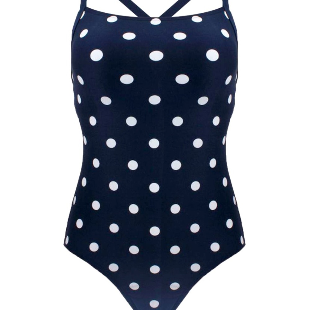 Navy/white Spaghetti strap polka dot swimsuit